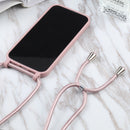 Candy Colors TPU Protective Phone Case with Lanyard For iPhone 14(Rose Gold)