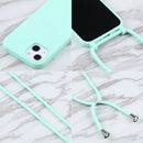 Candy Colors TPU Protective Phone Case with Lanyard For iPhone 14 Max(Mint Green)