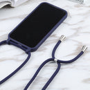 Candy Colors TPU Protective Phone Case with Lanyard For iPhone 14 Max(Dark Blue)