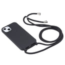 Candy Colors TPU Protective Phone Case with Lanyard For iPhone 14 Max(Black)