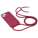 Candy Colors TPU Protective Phone Case with Lanyard For iPhone 14 Max(Red)