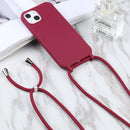 Candy Colors TPU Protective Phone Case with Lanyard For iPhone 14 Max(Red)