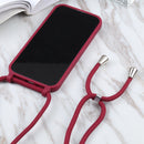 Candy Colors TPU Protective Phone Case with Lanyard For iPhone 14 Max(Red)