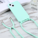 For iPhone 14 Pro Candy Colors TPU Protective Phone Case with Lanyard(Mint Green)