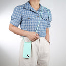 For iPhone 14 Pro Candy Colors TPU Protective Phone Case with Lanyard(Mint Green)