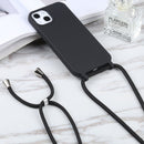 For iPhone 14 Pro Candy Colors TPU Protective Phone Case with Lanyard(Black)
