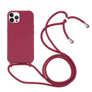 Candy Colors TPU Protective Phone Case with Lanyard For iPhone 14 Pro(Red)