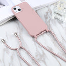 Candy Colors TPU Protective Phone Case with Lanyard For iPhone 14 Pro Max(Rose Gold)
