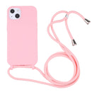 Candy Colors TPU Protective Phone Case with Lanyard For iPhone 14 Pro Max(Pink)