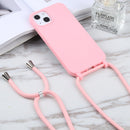 Candy Colors TPU Protective Phone Case with Lanyard For iPhone 14 Pro Max(Pink)