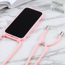 Candy Colors TPU Protective Phone Case with Lanyard For iPhone 14 Pro Max(Pink)