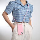 Candy Colors TPU Protective Phone Case with Lanyard For iPhone 14 Pro Max(Pink)