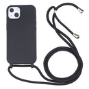 Candy Colors TPU Protective Phone Case with Lanyard For iPhone 14 Pro Max(Black)