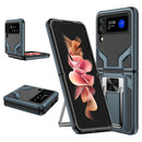 For Samsung Galaxy Z Flip4 2 in 1 Kickstand Magnetic Armor Shockproof Phone Case(Cyan)