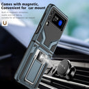 For Samsung Galaxy Z Flip4 2 in 1 Kickstand Magnetic Armor Shockproof Phone Case(Cyan)