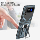 For Samsung Galaxy Z Flip4 2 in 1 Kickstand Magnetic Armor Shockproof Phone Case(Cyan)