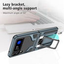 For Samsung Galaxy Z Flip4 2 in 1 Kickstand Magnetic Armor Shockproof Phone Case(Cyan)