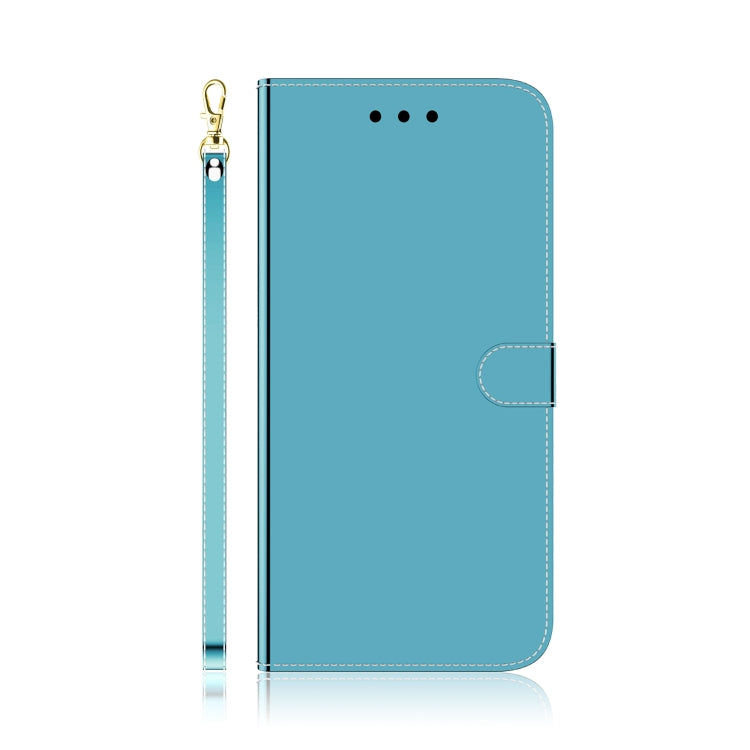 For Huawei P40 lite Imitated Mirror Surface Horizontal Flip Leather Case with Holder & Card Slots & Wallet & Lanyard(Blue)