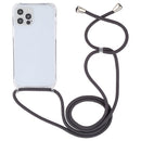 For iPhone 14 Transparent Acrylic Airbag Shockproof Phone Protective Case with Lanyard (Dark Grey)