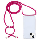 For iPhone 14 Transparent Acrylic Airbag Shockproof Phone Protective Case with Lanyard (Rose Red)