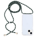 For iPhone 14 Transparent Acrylic Airbag Shockproof Phone Protective Case with Lanyard (Green Beige Black)