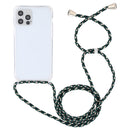 For iPhone 14 Transparent Acrylic Airbag Shockproof Phone Protective Case with Lanyard (Green Beige Black)