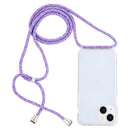 For iPhone 14 Transparent Acrylic Airbag Shockproof Phone Protective Case with Lanyard (Purple Rainbow)