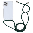 For iPhone 14 Plus Transparent Acrylic Airbag Shockproof Phone Protective Case with Lanyard (Dark Green)