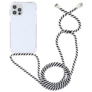 For iPhone 14 Plus Transparent Acrylic Airbag Shockproof Phone Protective Case with Lanyard (Zebra)