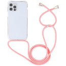 For iPhone 14 Plus Transparent Acrylic Airbag Shockproof Phone Protective Case with Lanyard (Pink)