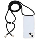 For iPhone 14 Plus Transparent Acrylic Airbag Shockproof Phone Protective Case with Lanyard (Black)