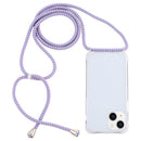For iPhone 14 Plus Transparent Acrylic Airbag Shockproof Phone Protective Case with Lanyard (Purple Blue Apricot)
