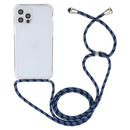 For iPhone 14 Plus Transparent Acrylic Airbag Shockproof Phone Protective Case with Lanyard (Gradient Blue)