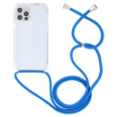 For iPhone 14 Plus Transparent Acrylic Airbag Shockproof Phone Protective Case with Lanyard (Blue)