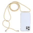 For iPhone 14 Pro Transparent Acrylic Airbag Shockproof Phone Protective Case with Lanyard(Yellow Pink Grey)