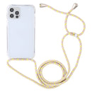 For iPhone 14 Pro Transparent Acrylic Airbag Shockproof Phone Protective Case with Lanyard(Yellow Pink Grey)