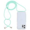 For iPhone 14 Pro Transparent Acrylic Airbag Shockproof Phone Protective Case with Lanyard(Mint Green)