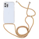 For iPhone 14 Pro Transparent Acrylic Airbag Shockproof Phone Protective Case with Lanyard(Yellow Rainbow)