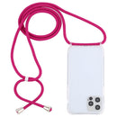 For iPhone 14 Pro Max Transparent Acrylic Airbag Shockproof Phone Protective Case with Lanyard (Rose Red)