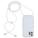For iPhone 14 Pro Max Transparent Acrylic Airbag Shockproof Phone Protective Case with Lanyard (White Grey Fine Lines)
