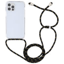 For iPhone 14 Pro Max Transparent Acrylic Airbag Shockproof Phone Protective Case with Lanyard (Black Gold)