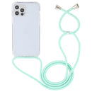 For iPhone 14 Pro Max Transparent Acrylic Airbag Shockproof Phone Protective Case with Lanyard (Mint Green)