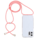 For iPhone 14 Pro Max Transparent Acrylic Airbag Shockproof Phone Protective Case with Lanyard (Pink)