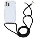 For iPhone 14 Pro Max Transparent Acrylic Airbag Shockproof Phone Protective Case with Lanyard (Black)