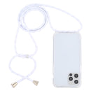 For iPhone 14 Pro Max Transparent Acrylic Airbag Shockproof Phone Protective Case with Lanyard (White Gold)