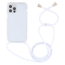 For iPhone 14 Pro Max Transparent Acrylic Airbag Shockproof Phone Protective Case with Lanyard (White Gold)