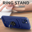 Ring Kickstand Card Wallet TPU Phone Case For iPhone 14(Red)
