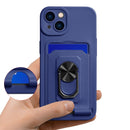 Ring Kickstand Card Wallet TPU Phone Case For iPhone 14 Max(Night Green)