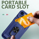 Ring Kickstand Card Wallet TPU Phone Case For iPhone 14 Max(Blue)