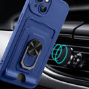 Ring Kickstand Card Wallet TPU Phone Case For iPhone 14 Max(Night Green)